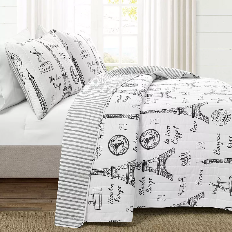 Lush Decor Paris Bonjour Quilt Set with Shams