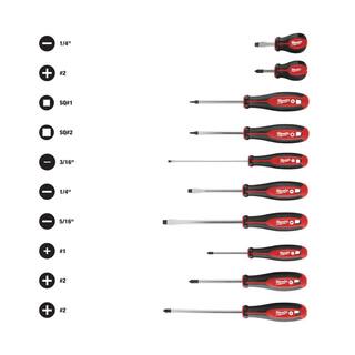 MW Screwdriver Set with 7.75 in. Combination Electricians 6-in-1 Wire Strippers Pliers (11-Piece) 48-22-2710-48-22-3079