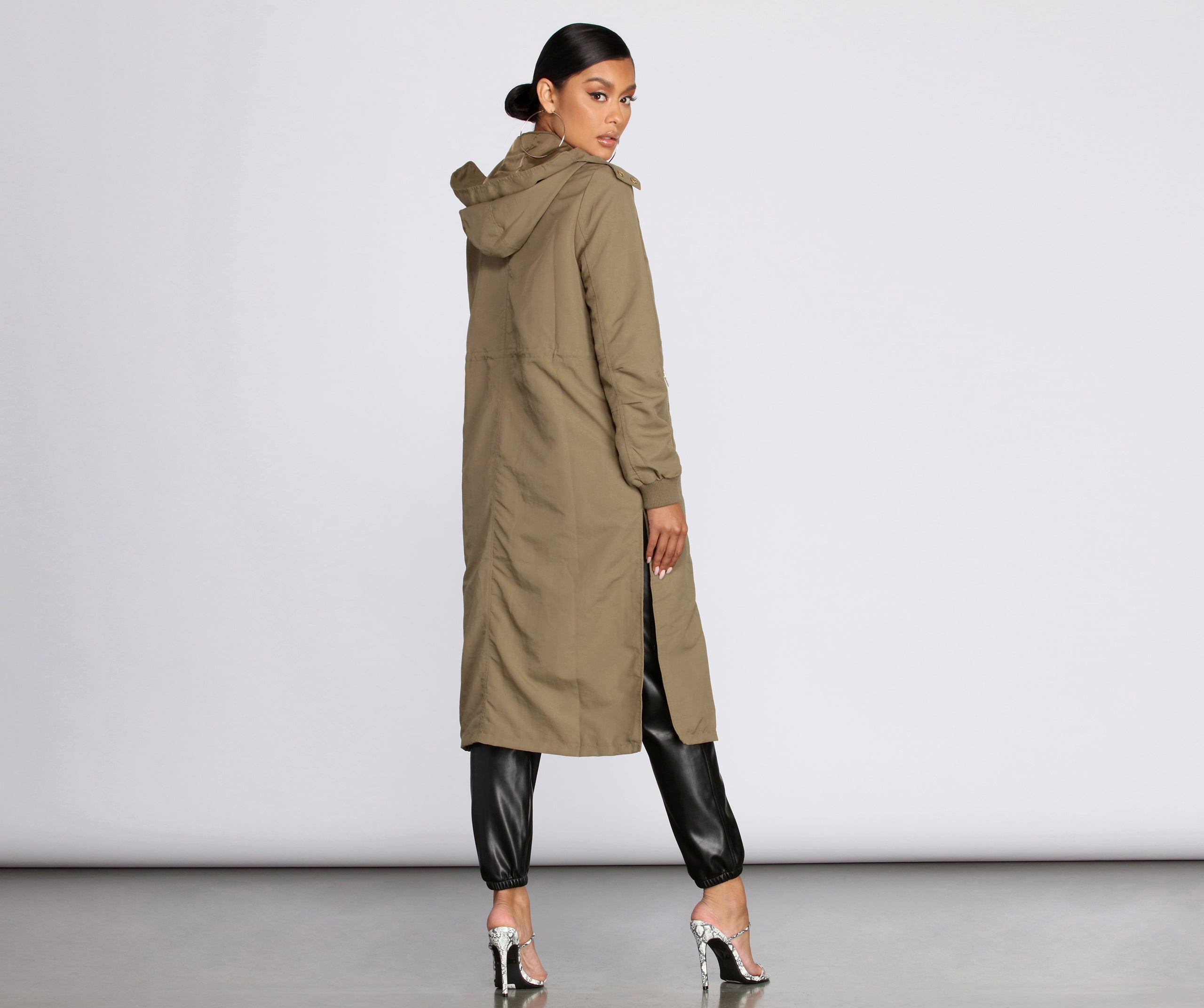 Long Hooded Bomber Jacket