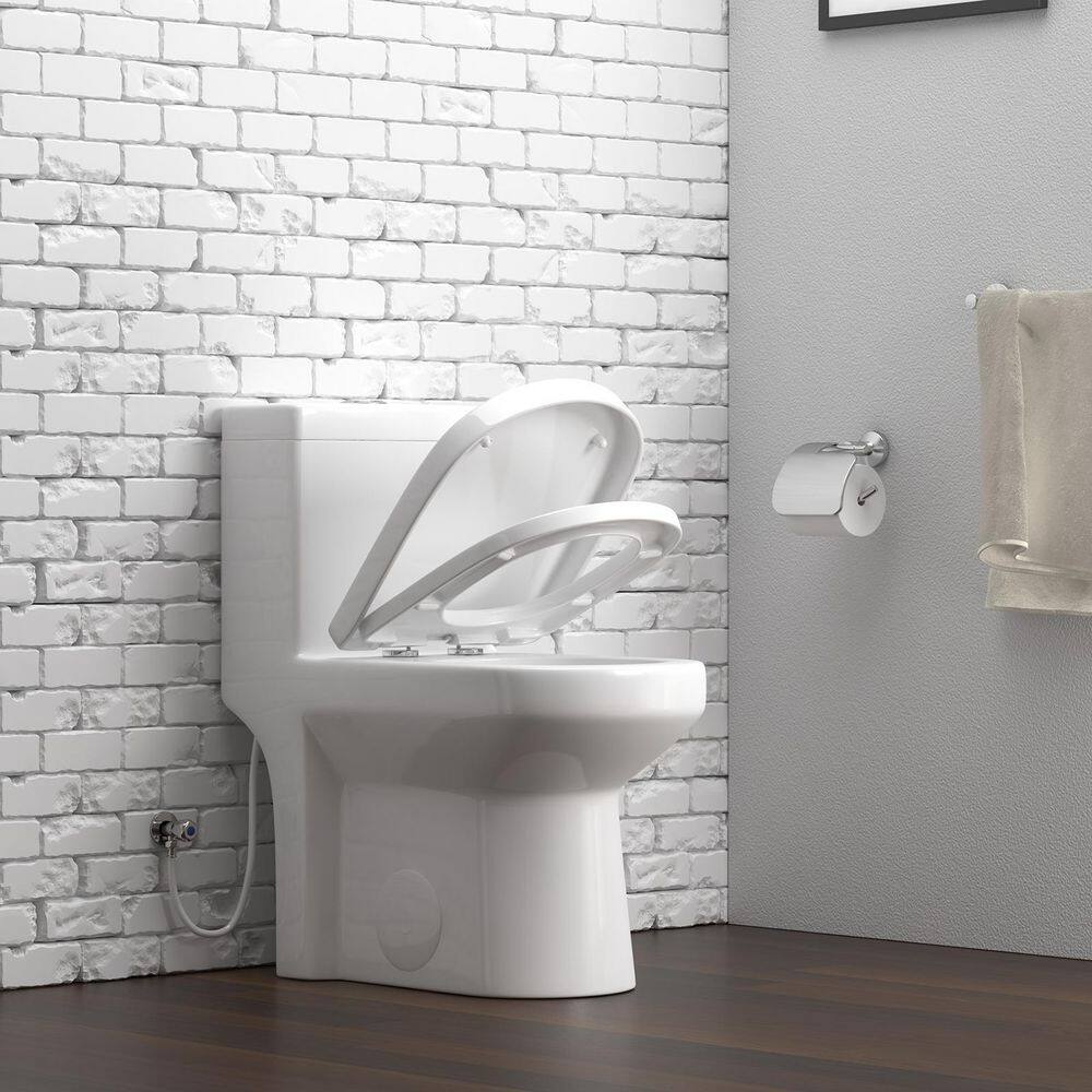 HOROW 1-piece 0.81.28 GPF Dual Flush Round Toilet in White with Durable UF Seat Included HR-0033U