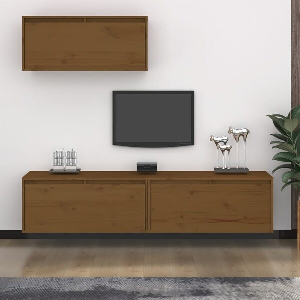 vidaXL TV Cabinets 3 pcs Honey Brown Solid Wood Pine - 31.5