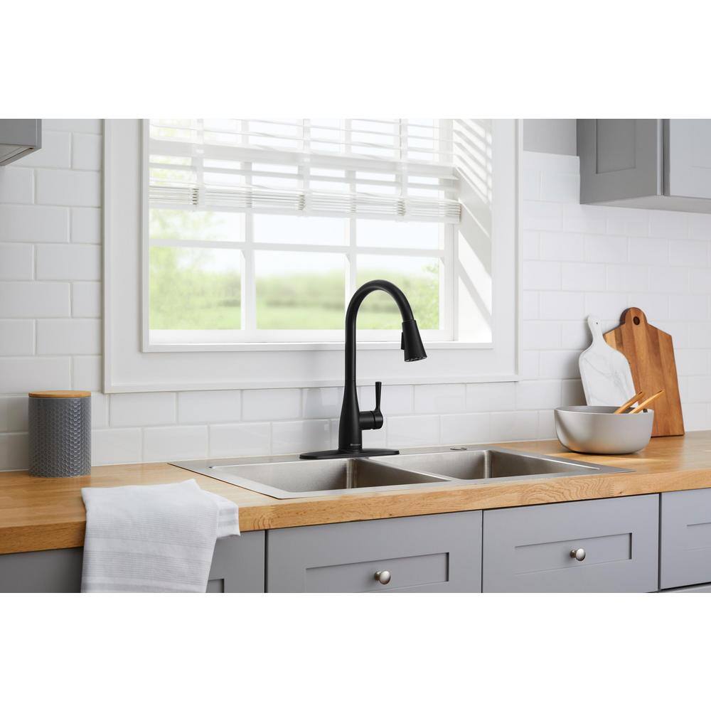 Glacier Bay Sadira Touchless Single-Handle Pull-Down Sprayer Kitchen Faucet in Matte Black HD67798W-1310H