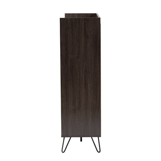 Baldor Wood 3 Door Shoe Cabinet Dark Brown Baxton Studio