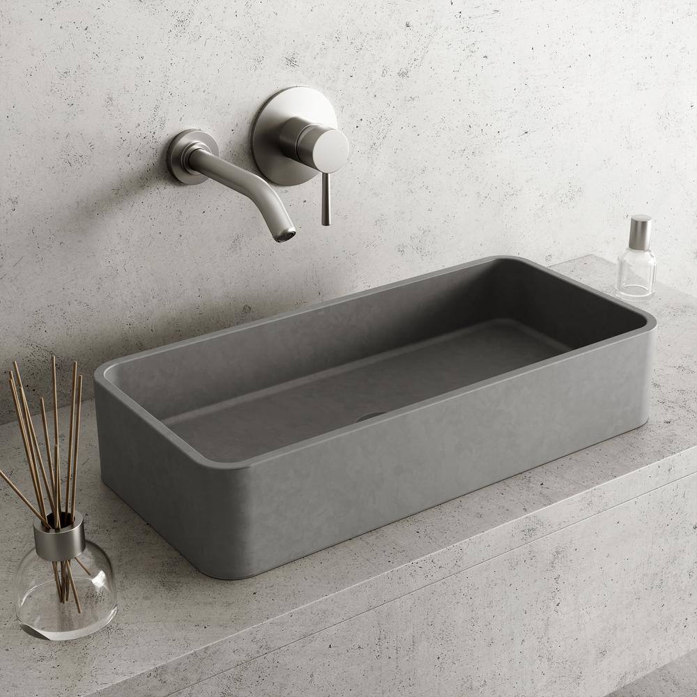 VIGO Palazzo Gothic Gray Concreto Stone 24 in. L x 11 in. W x 5 in. H Rectangular Vessel Bathroom Sink VG04060