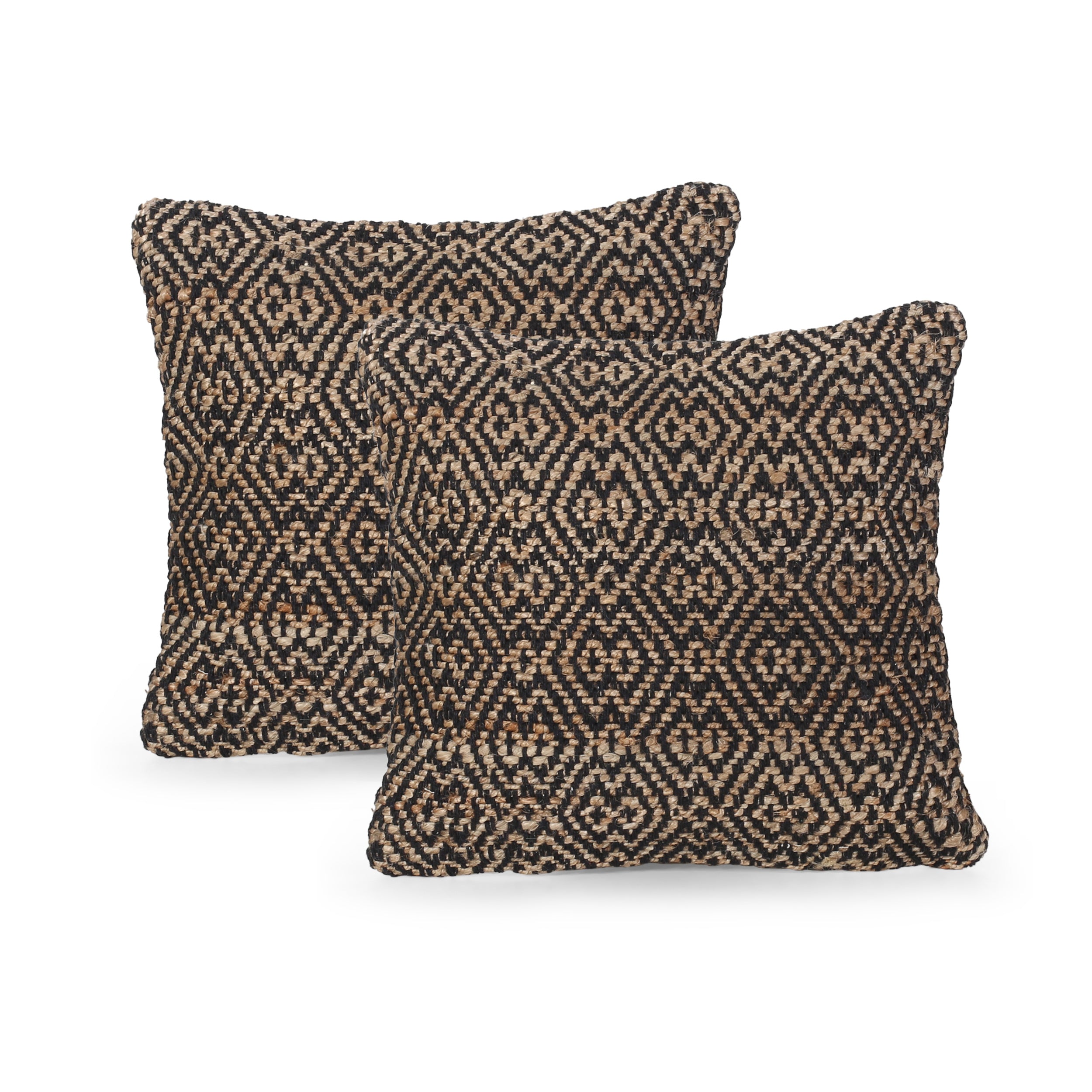 Tzipporah Boho Jute and Cotton Throw Pillow (Set of 2)