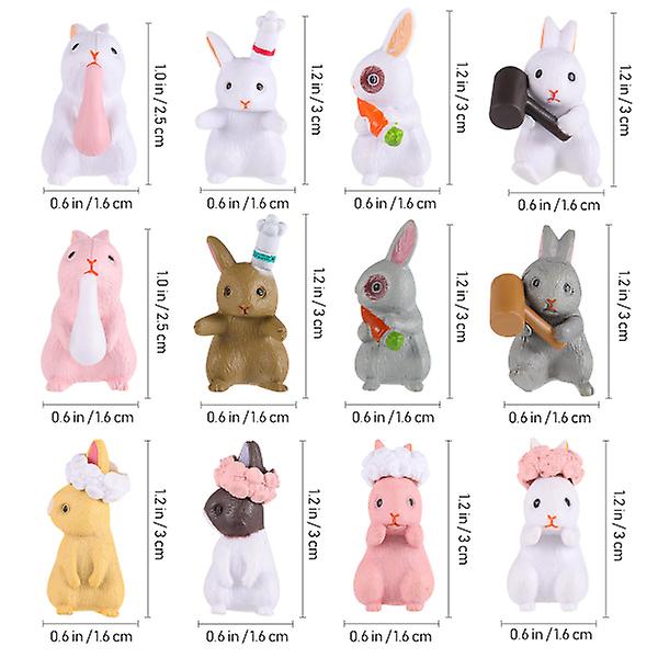 24 Pcs Rabbit Figures For Kids Cartoon Bunnies Toys Miniature Rabbit Statues Garden Figurines Desk Decorations