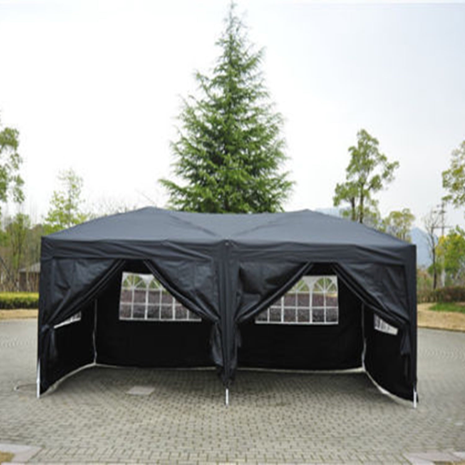 Zimtown Easy Pop up Tent Party Canopy with 6 Walls 10' x 20' Outdoor Black