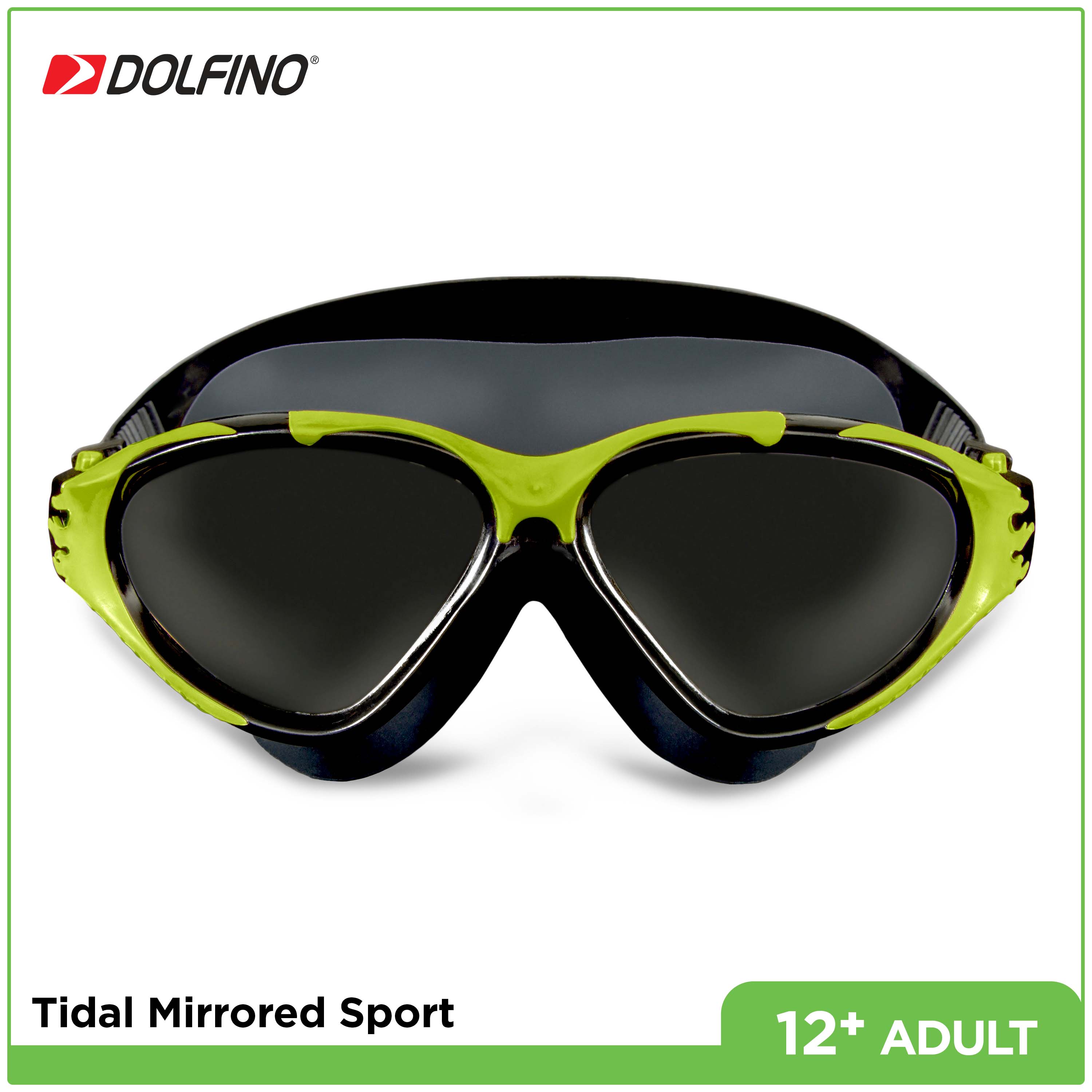 Dolfino Tidal Sport Mirrored Black and Green Swimming Sport Goggles