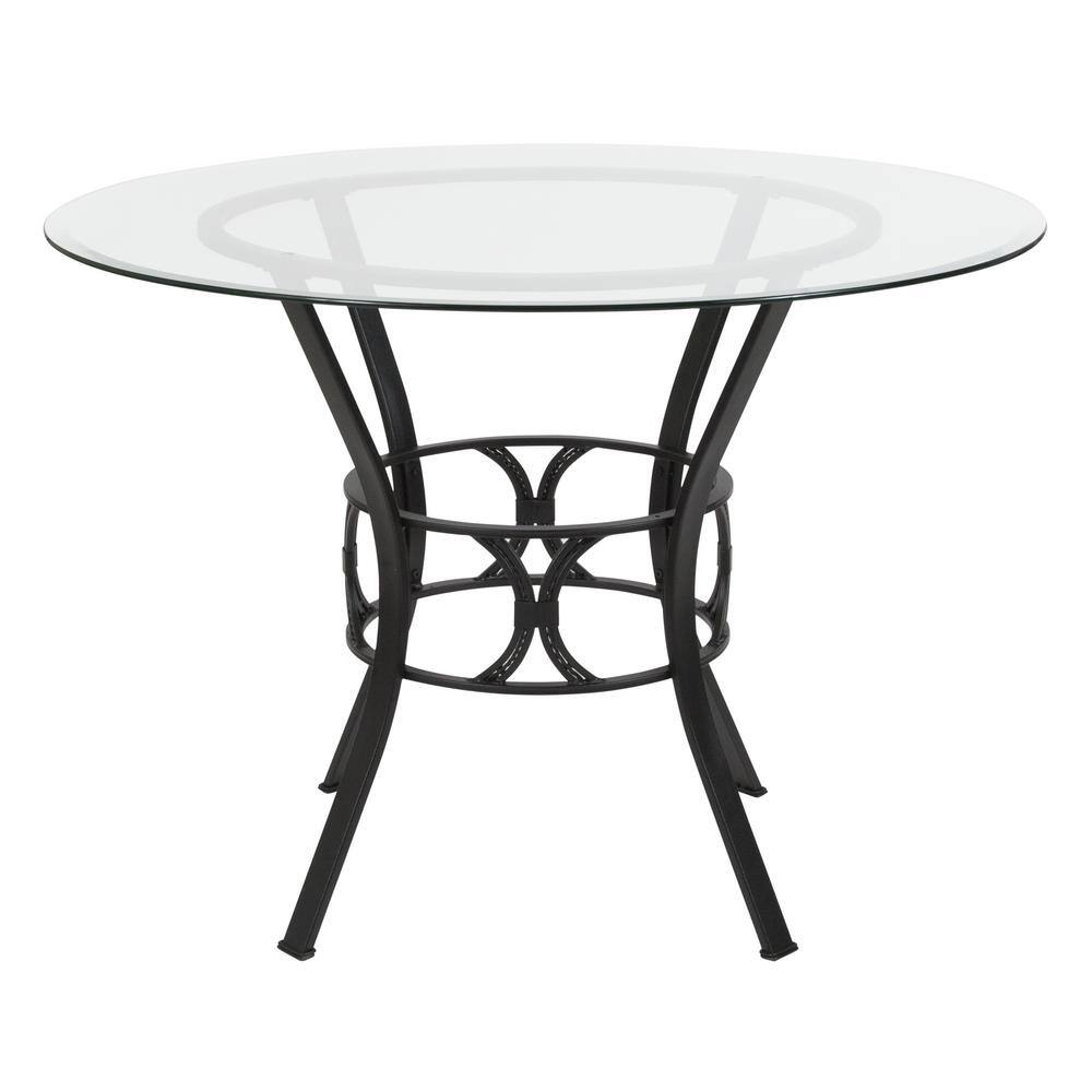 Carnegy Avenue Clear TopBlack Frame Dining Table CGA-XU-228534-CL-HD