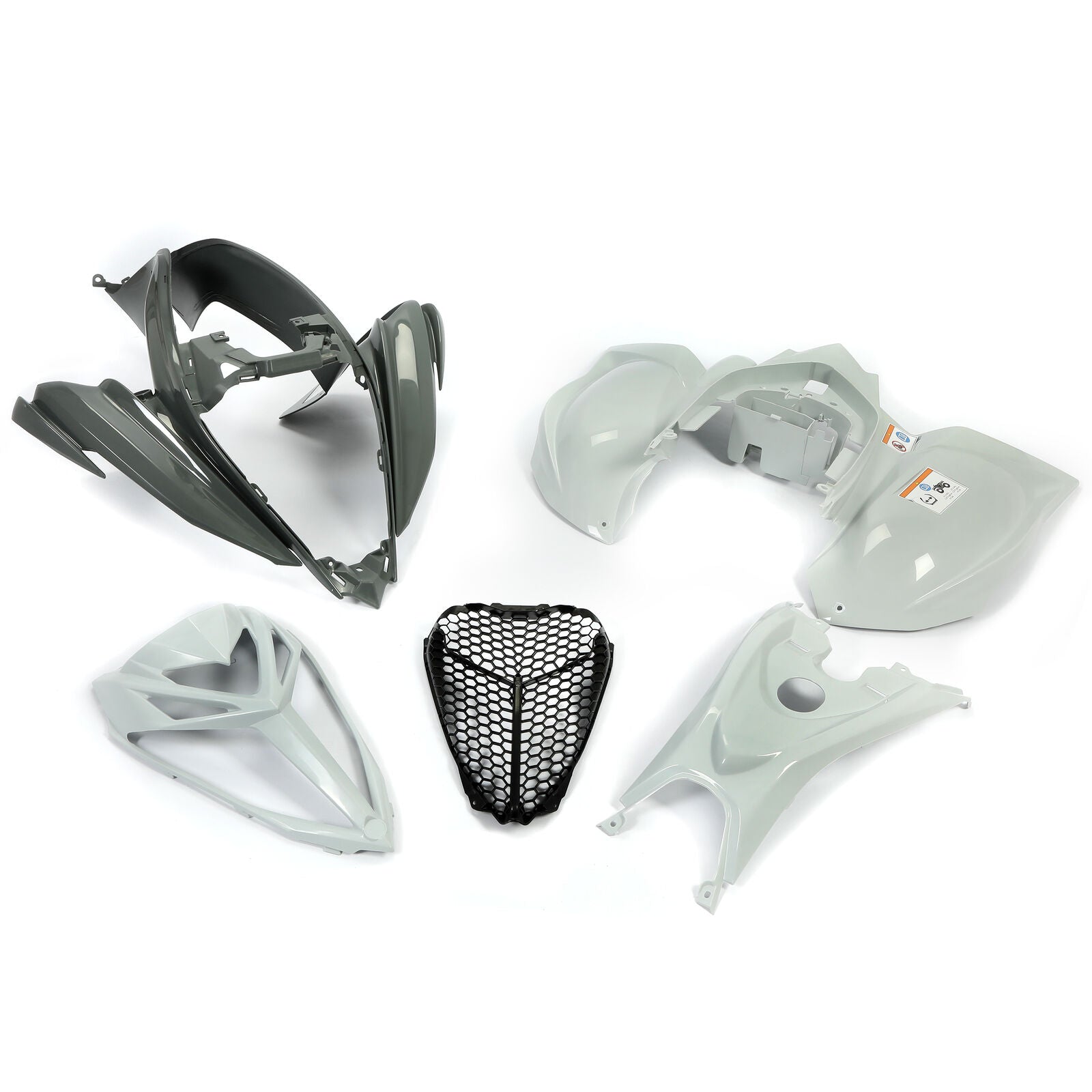 Kojem Plastic Gray Bodywork Kit for 2006-2022 Yamaha Raptor 700 Front and Rear Fender Flares + Gas Cap + Tank Cover + Grille/Fender + Mesh (Comes with a Complete Set)