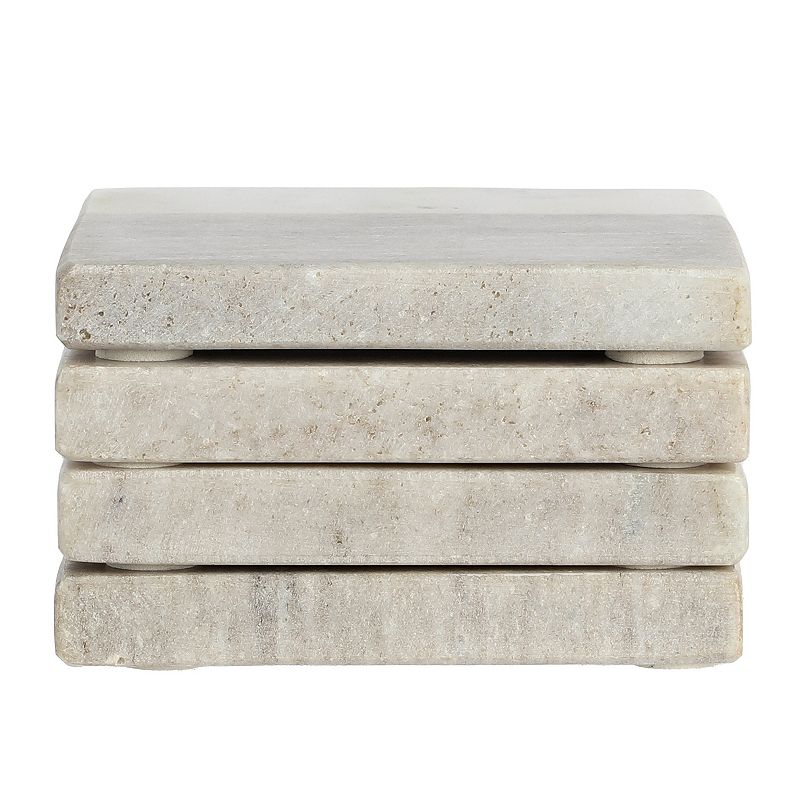 Laurie Gates Duo-Tone Four Piece Square Marble Coaster Set