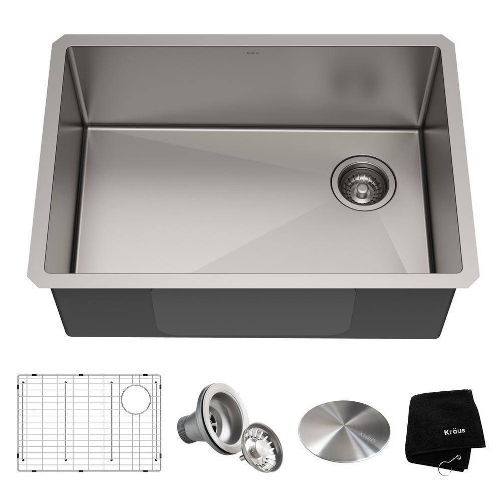 KRAUS Standart PRO Undermount Stainless Steel 27 in. Single Bowl Kitchen Sink KHU110-27