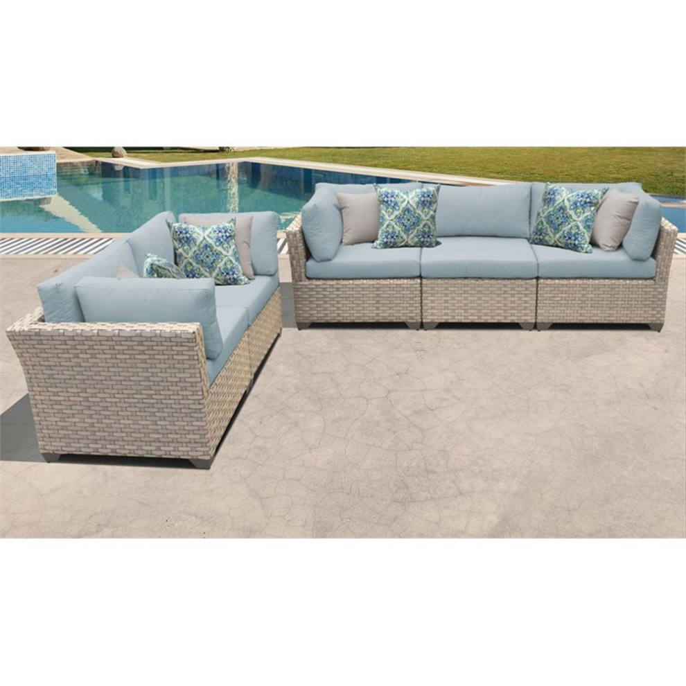 Monterey 5 Piece Outdoor Wicker Patio Furniture Set 05d in Spa   Outdoor Lounge Sets   by Homesquare  Houzz