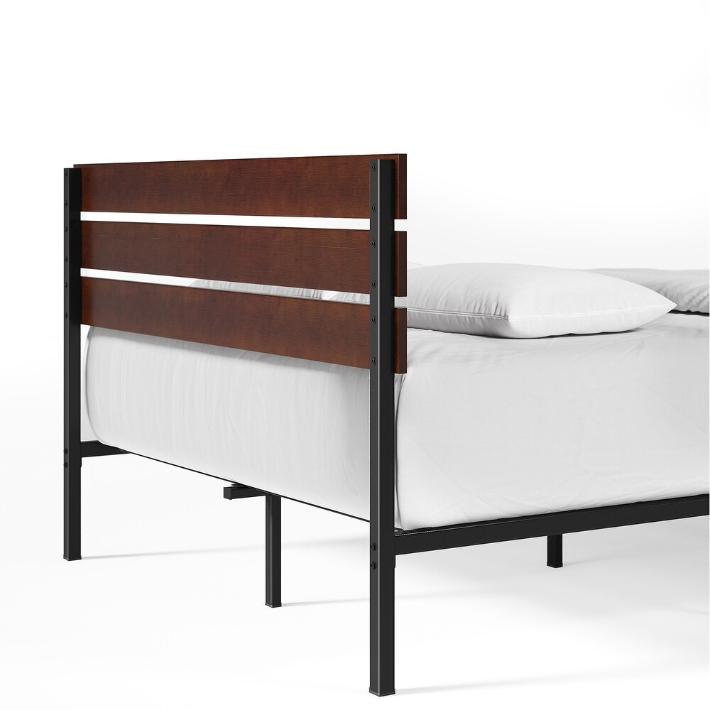 Priage by ZINUS Coffee Bean Bamboo and Metal Platform Bed Frame