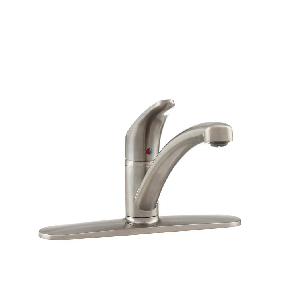 American Standard Colony Pro Single-Handle Standard Kitchen Faucet with Side Spray and Deck Plate in Stainless Steel 7074040.075