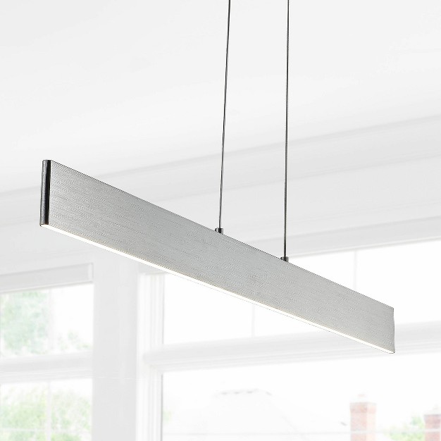 Adjustable Metal Draper Dimmable Linear Pendant includes Energy Efficient Light Bulb Silver Jonathan Y