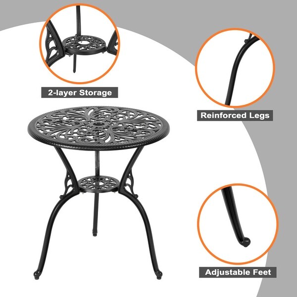 NUU GARDEN 3piece Black Cast Aluminum Patio Bistro Set