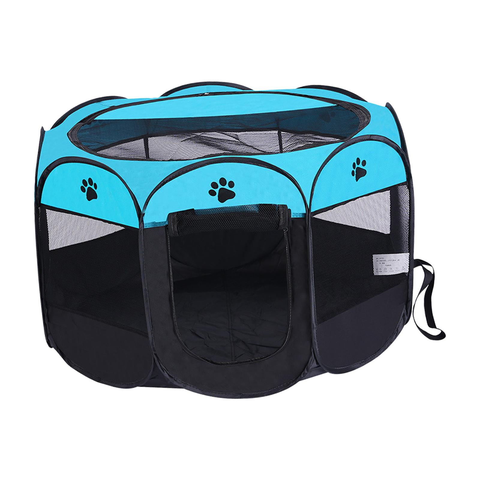 Lightweight Foldable Pet Playpen Soft Breathable Mesh Exercise Pen Kennel Oxford Fabric for Cat Indoor Outdoor Travel Camping Use Dog Black