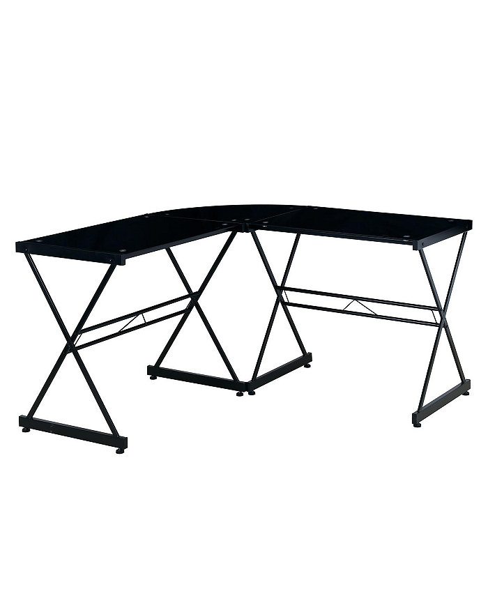 RTA Products Techni Mobili L-Shaped Glass Computer Desk