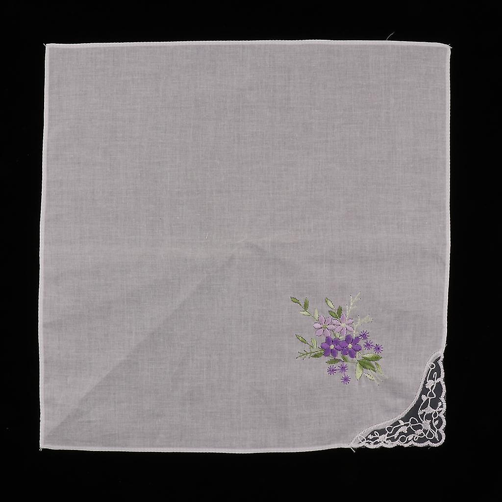 2x 5pcs Vintage Floral Embroidered Hankies Cotton Lace Hanky Handkerchiefs