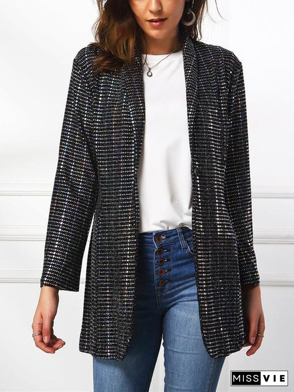 Black Sequin Chic Suit Jacket