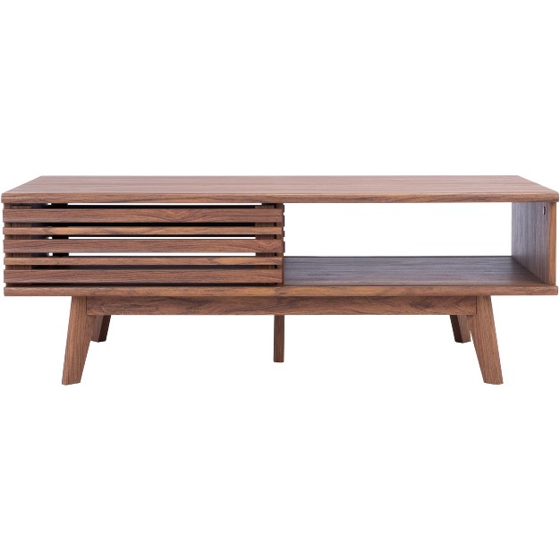 Rori 1 Shelf Coffee Table Walnut Safavieh