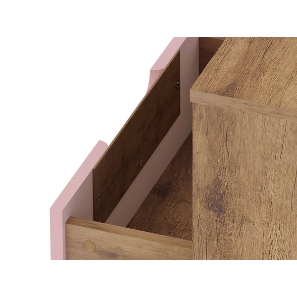 Rockefeller 1.0 Nightstand in Nature and Rose Pink