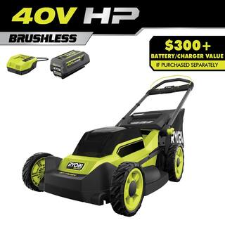 RYOBI 40V HP Brushless 20 in. Cordless Battery Walk Behind Push Mower with 6.0 Ah Battery and Charger RY401170