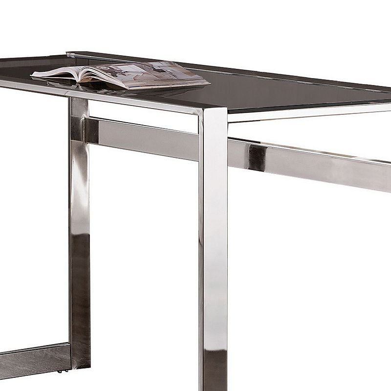 Elegantly Charmed Metal Writing Desk， Silver