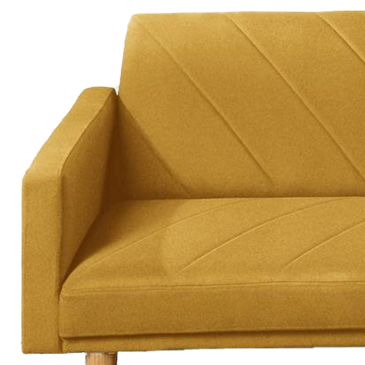 Fabric Adjustable Sofa with Chevron Pattern and Splayed Legs, Yellow- Saltoro Sherpi