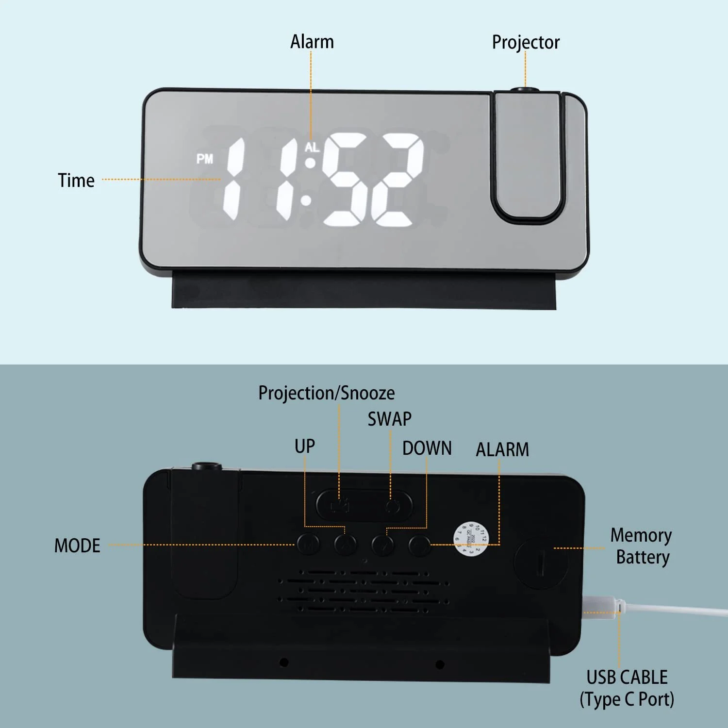 🔥BIG SALE - 48% OFF🔥🔥Mirror projection alarm clock