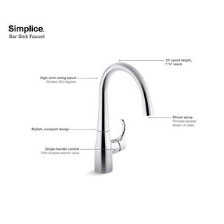 KOHLER Cairn Black Granite Composite 16 in. Undermount Bar Sink with Simplice Faucet K-22034-CP-8223-CM1