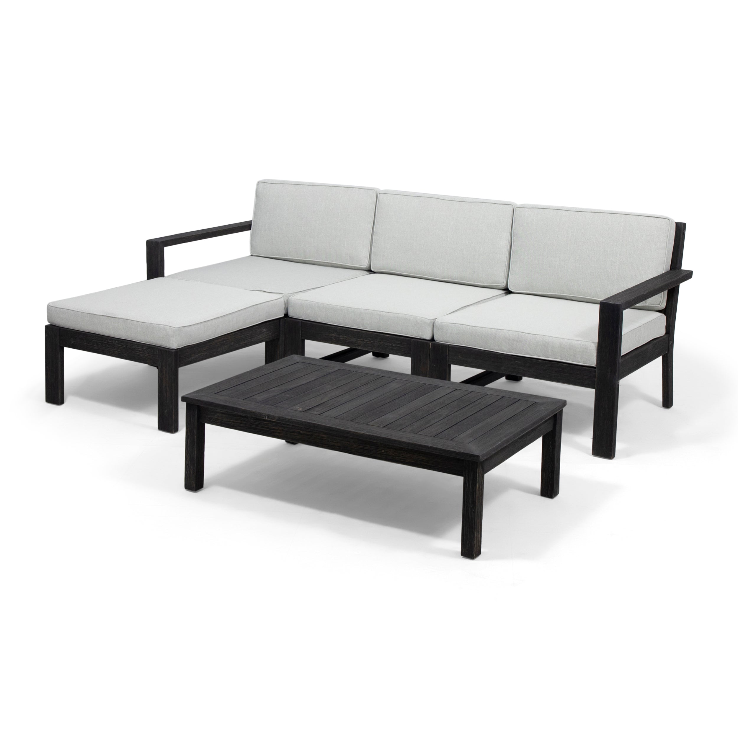 Makayla Ana Outdoor 3 Seater Acacia Wood Sofa Sectional with Cushions