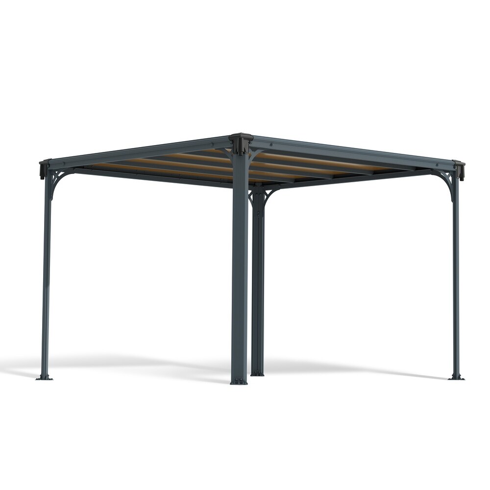 Milano 10 ft. x 10 ft. Gray/Bronze Outdoor Gazebo with LED Lighting Kit