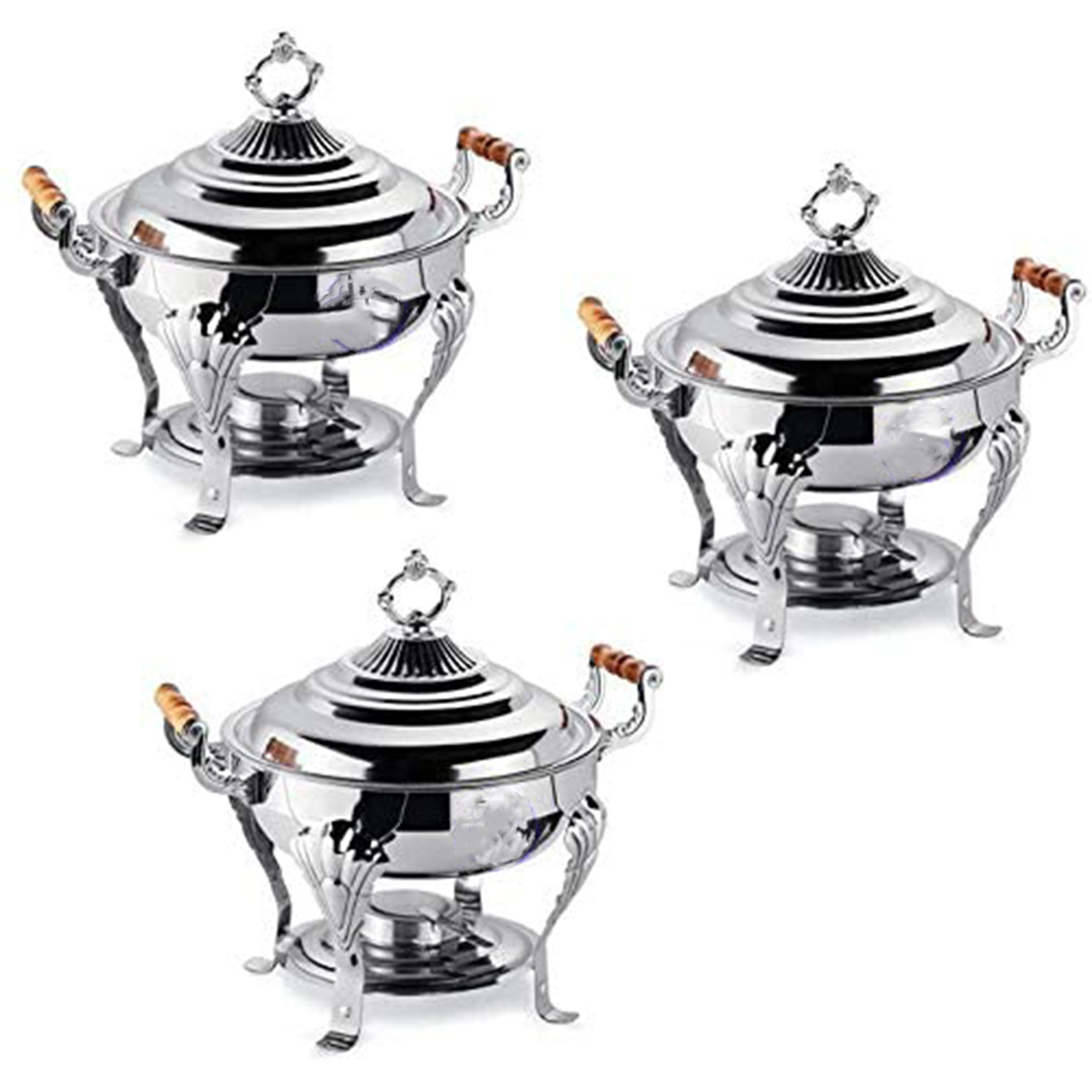 3PACK Classic Round 5 Qt. Stainless Steel Chafing Dish Buffet Catering