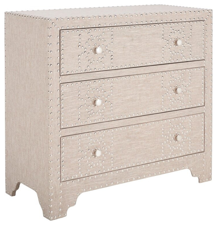 Modern Cabinet Storage With 3 Drawers and Silver Nail Head   Transitional   Accent Chests And Cabinets   by Miron Demid LLC  Houzz