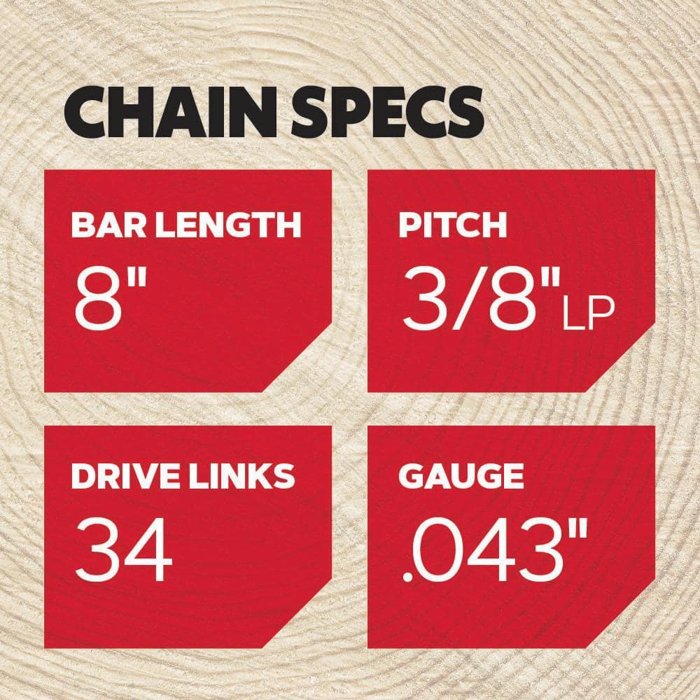 Oregon R34 Polesaw Chain for 8 in. Bar, Fits Poulan, Remington, Craftsman, Black + Decker, Ryobi, DeWalt and more R34-21