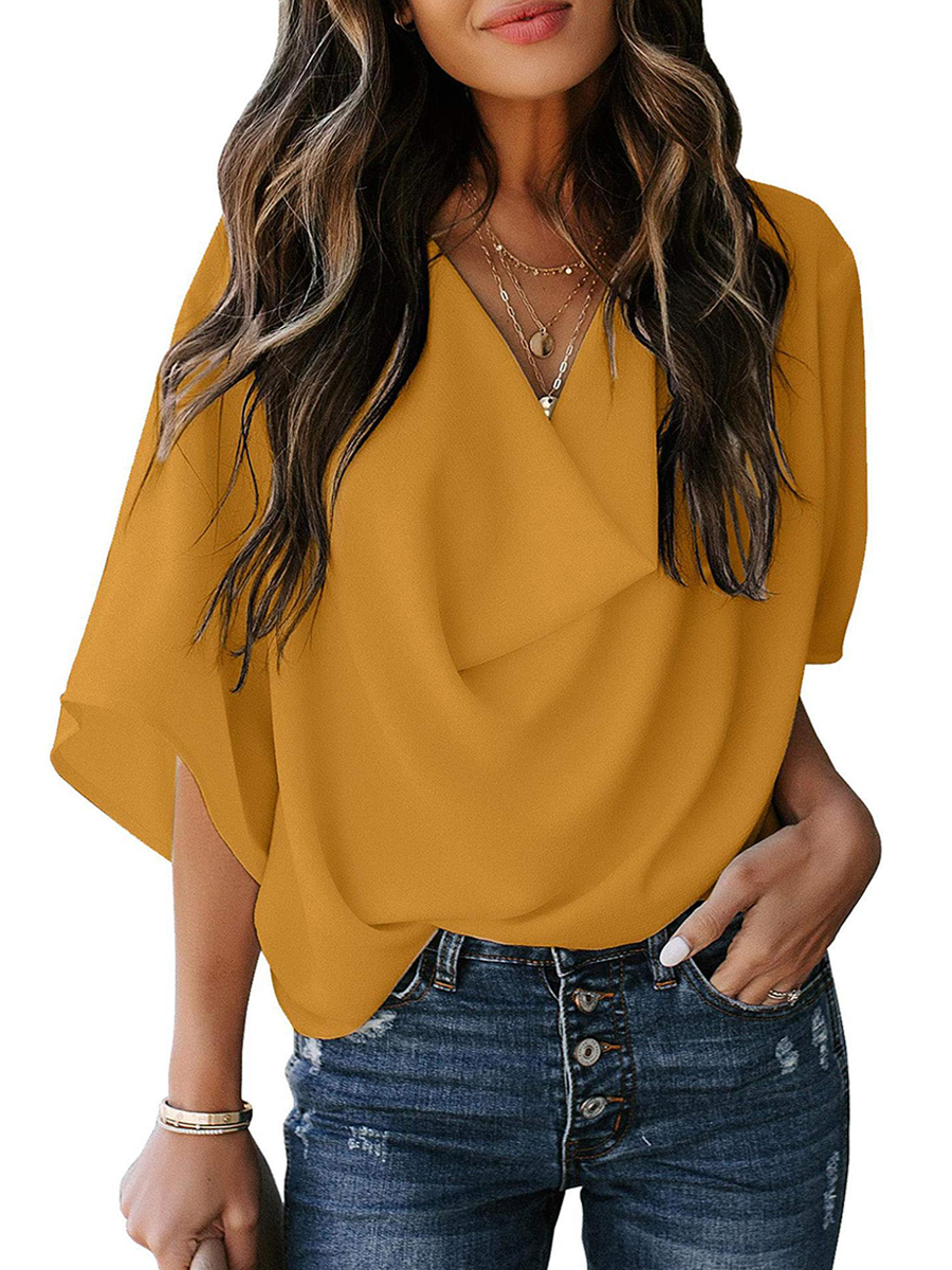 Chiffon Loose V-neck Casual Blouse