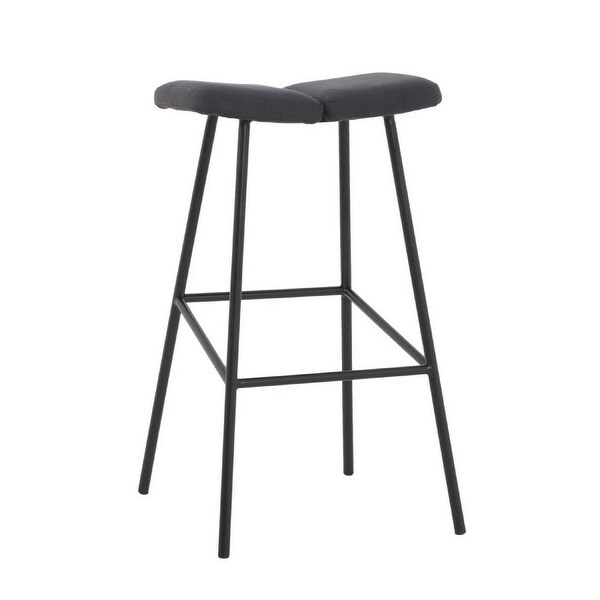 Cid 30 Inch Modern Bar Stool with Saddle Seat， Metal Legs， Fabric， Black - 16L x 18W x 30H Inches