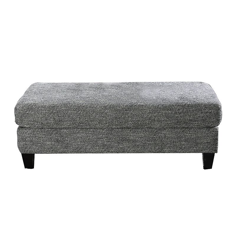 Fabric Upholstered Wooden Ottoman with Tapered Legs， Gray