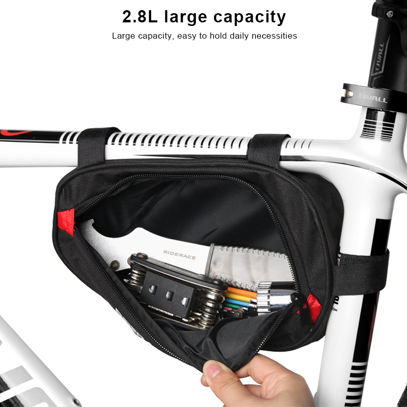 RIDERACE Bicycle Front Tube Frame Bag Waterproof Durable Riding Tool Storage Bag MTB Bike Triangle Pouch Multifunction Cycling