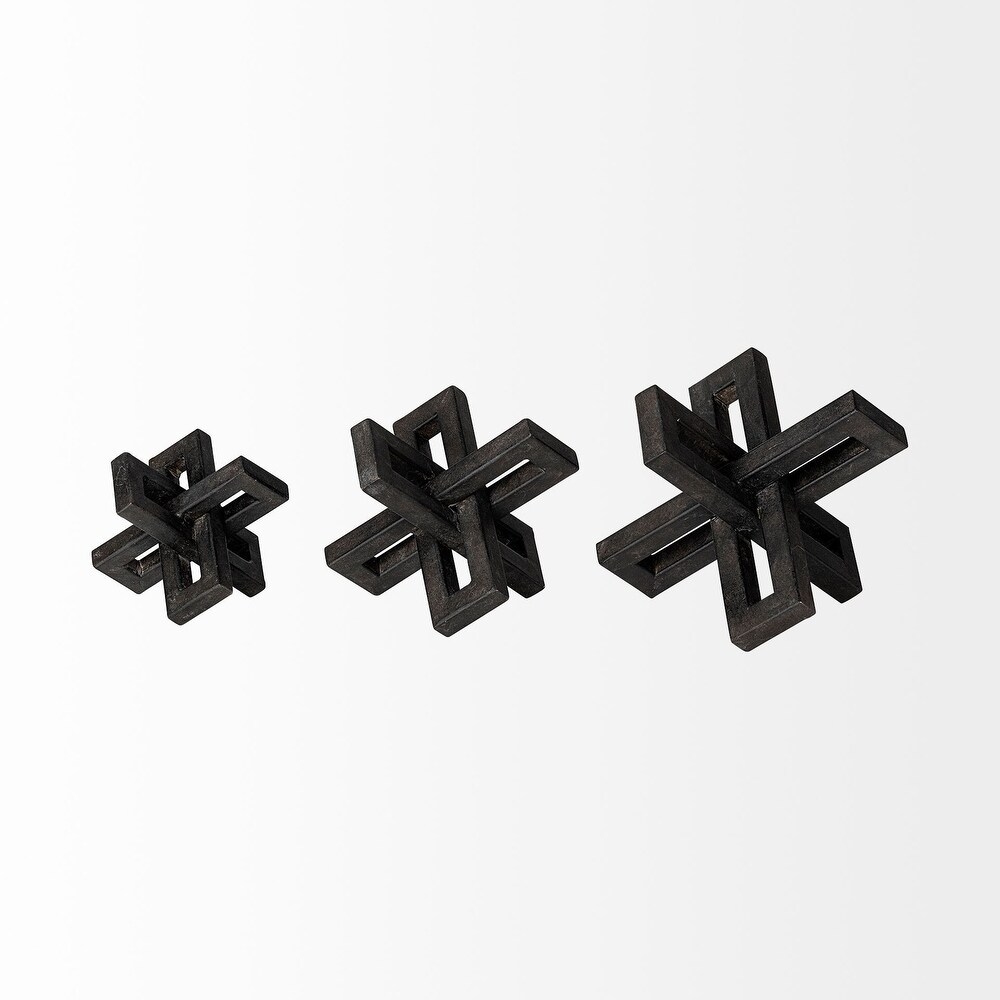 Aleph (Set of 3) Black Metal Small Medium   Large Jacks   4.0L x 4.0W x 4.0H