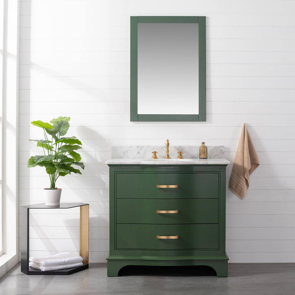 SUDIO Monroe 36 in. W x 22 in. D x 33.7 in. H Bath Vanity in Evergreen with White Marble Top Monroe-36EG