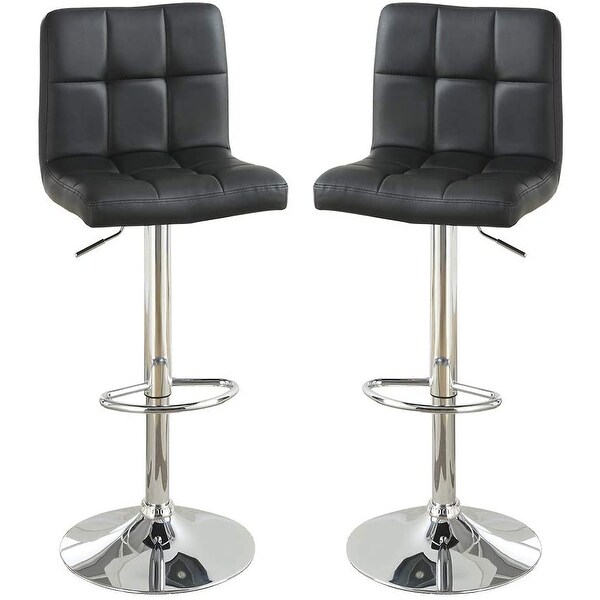 Black Faux Leather Bar Stool Counter Height Chairs Set of 2