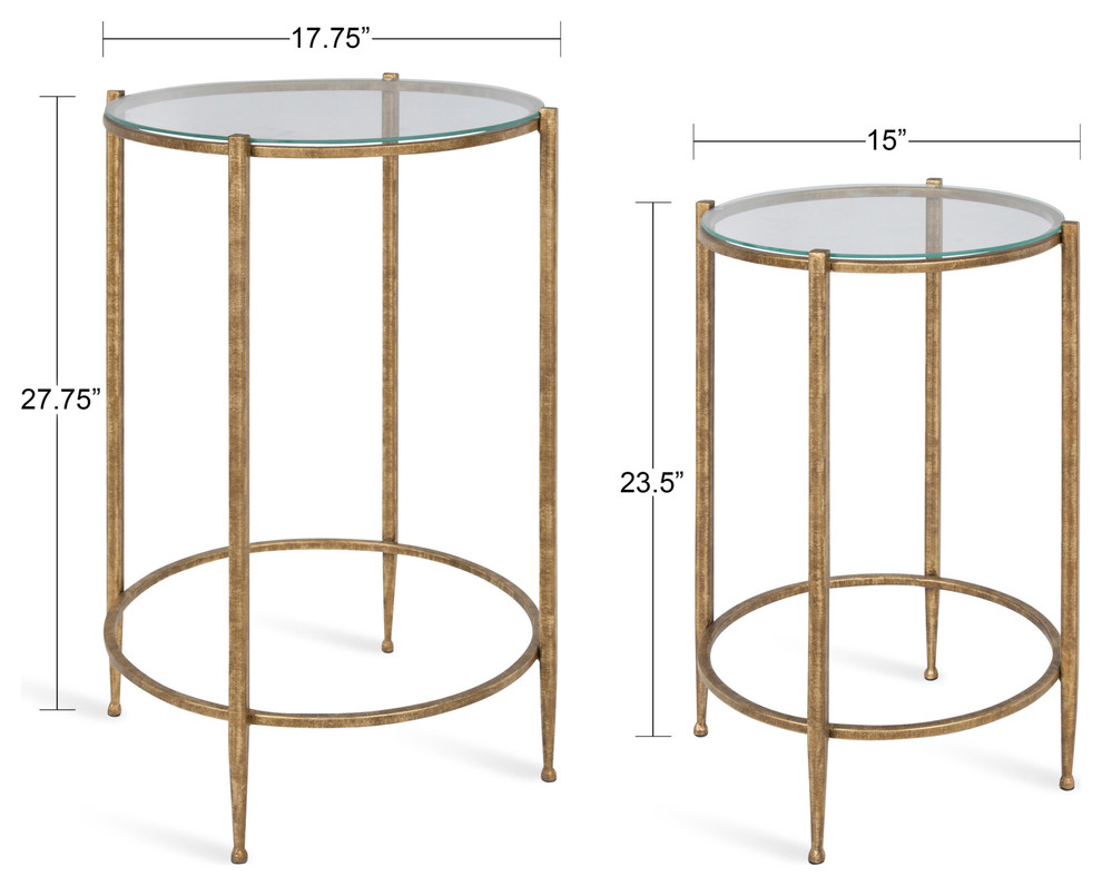 Solange Metal and Glass Nesting Tables 2 Piece Set  Gold 2 Piece   Contemporary   Coffee Table Sets   by Uniek Inc.  Houzz