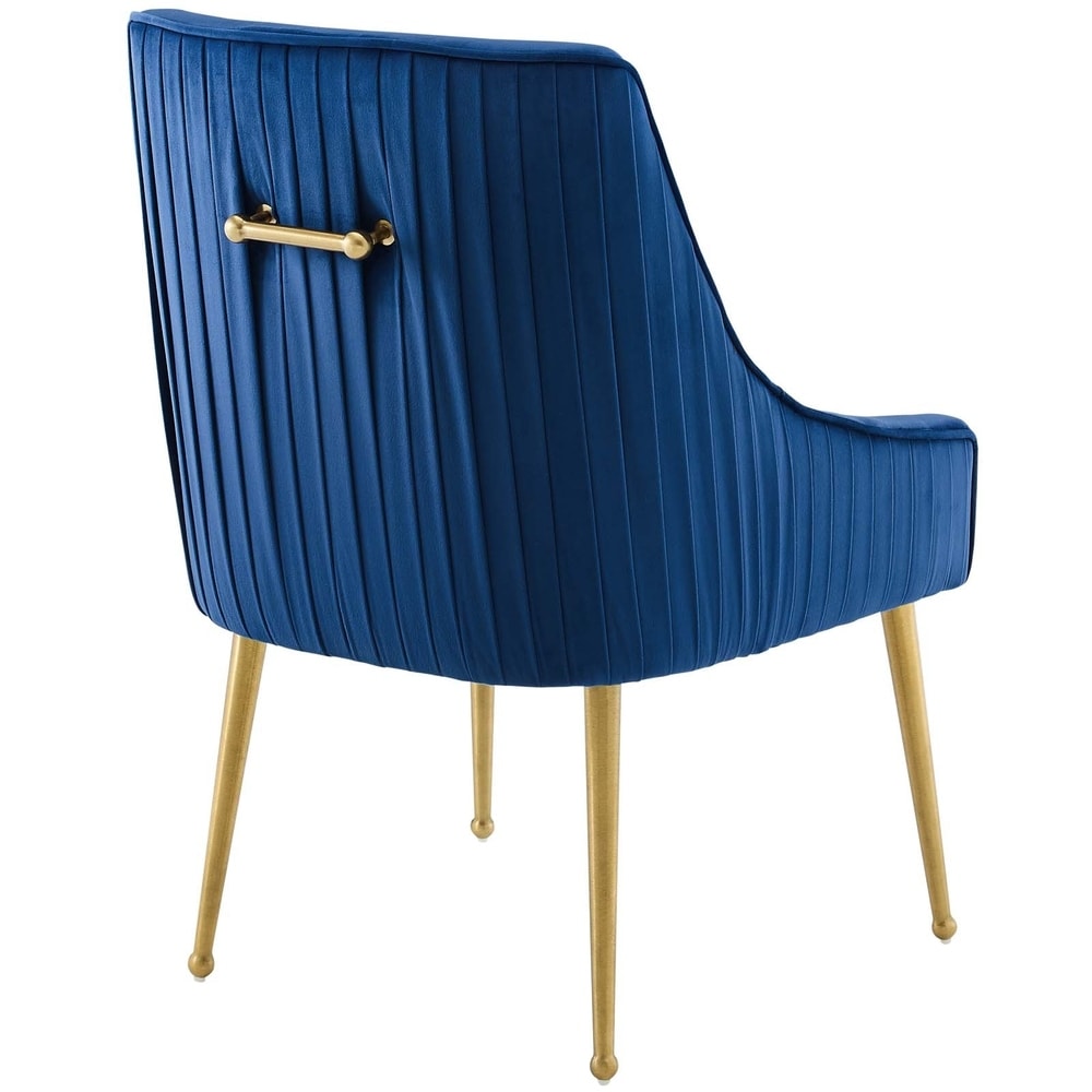 Pleated Back Upholstered Performance Velvet Dining Chair