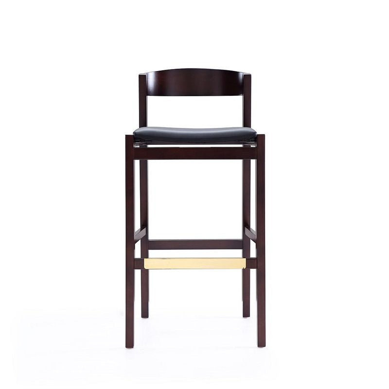 Manhattan Comfort Klismos 40.75 in. Black and Dark Walnut Beech Wood Barstool (Set of 3)