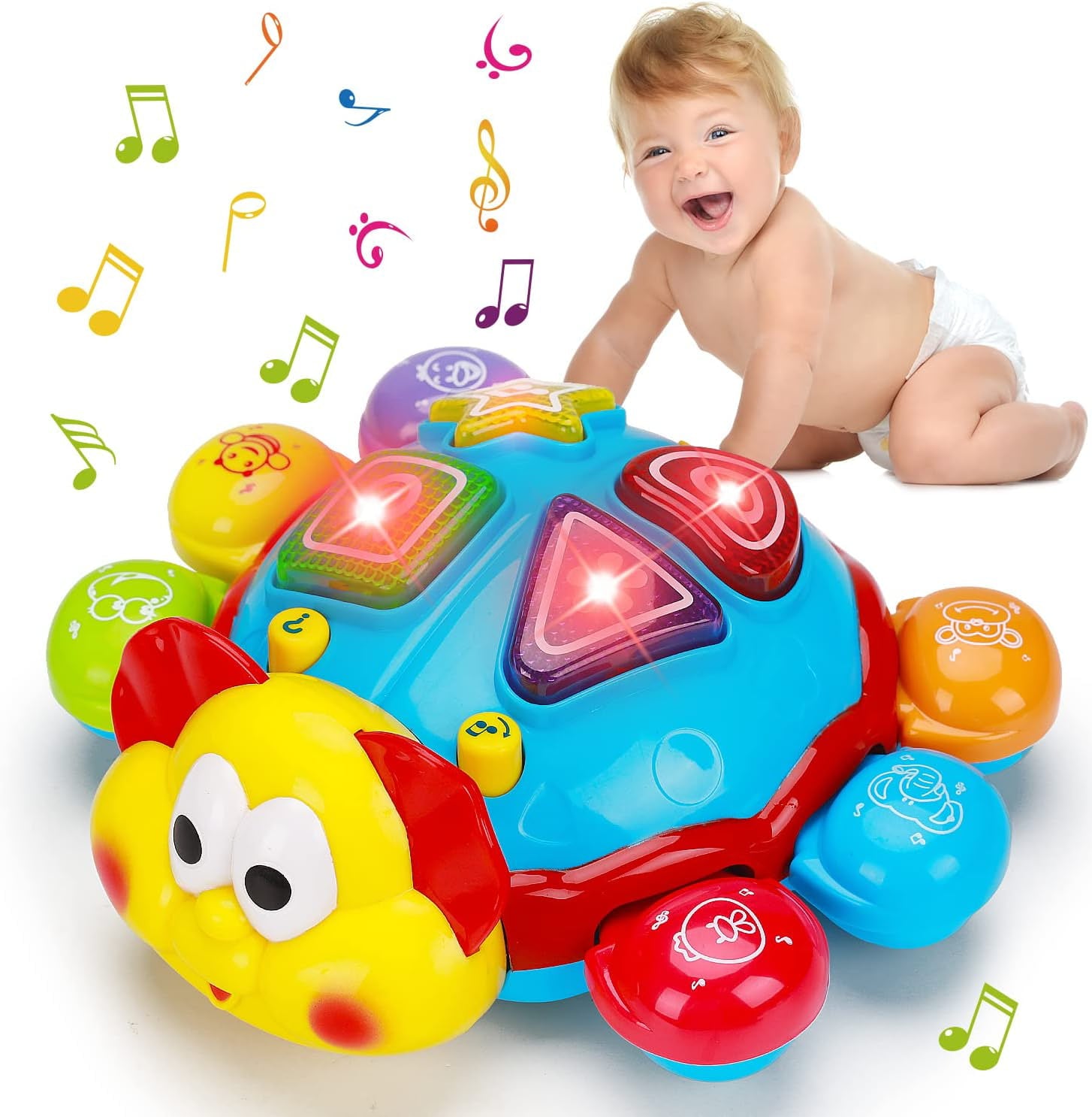 Baby Toys 6-12 Months， Musical Learning Crawling Toys， Toddler Toys for 12 18 24 Months English， Spanish