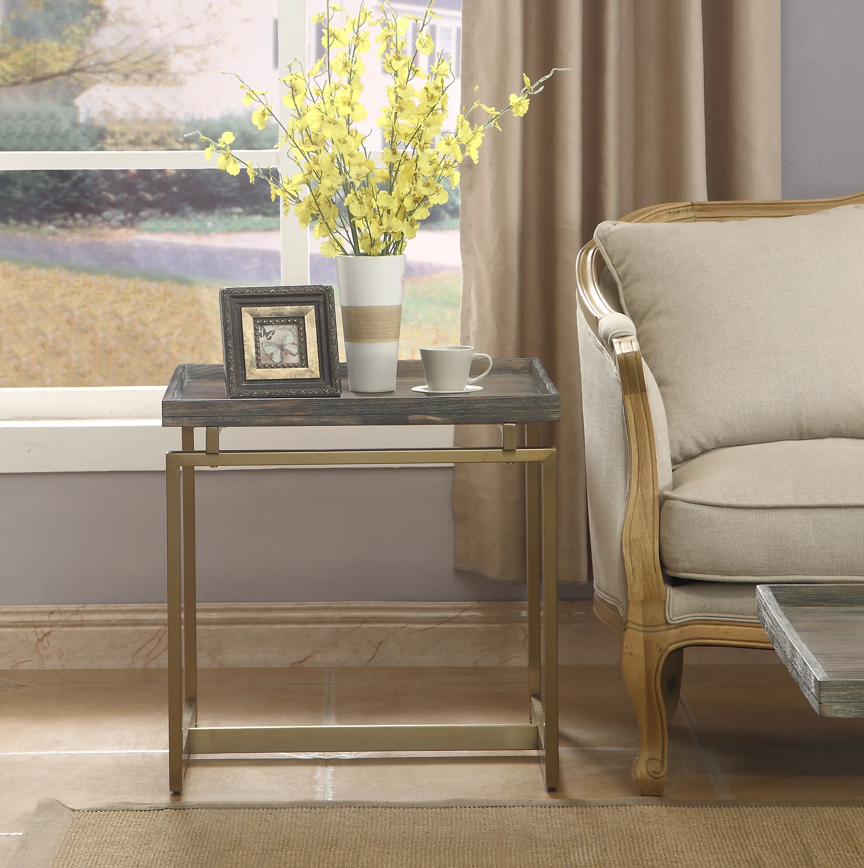 Biscayne Brown and Gold End Table