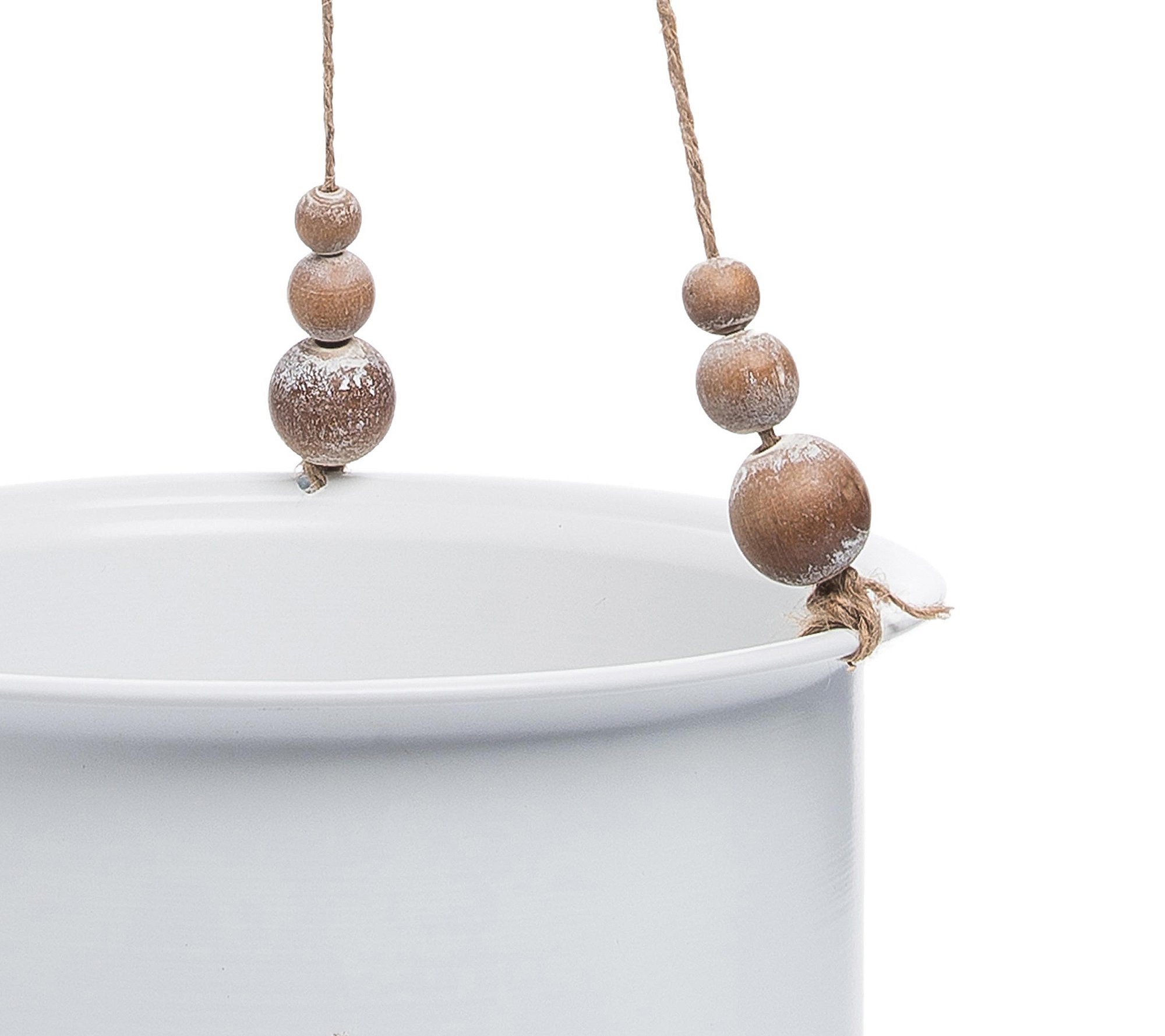 Foreside Home and Garden Wood Bead Hanging Planters， Set Of 2